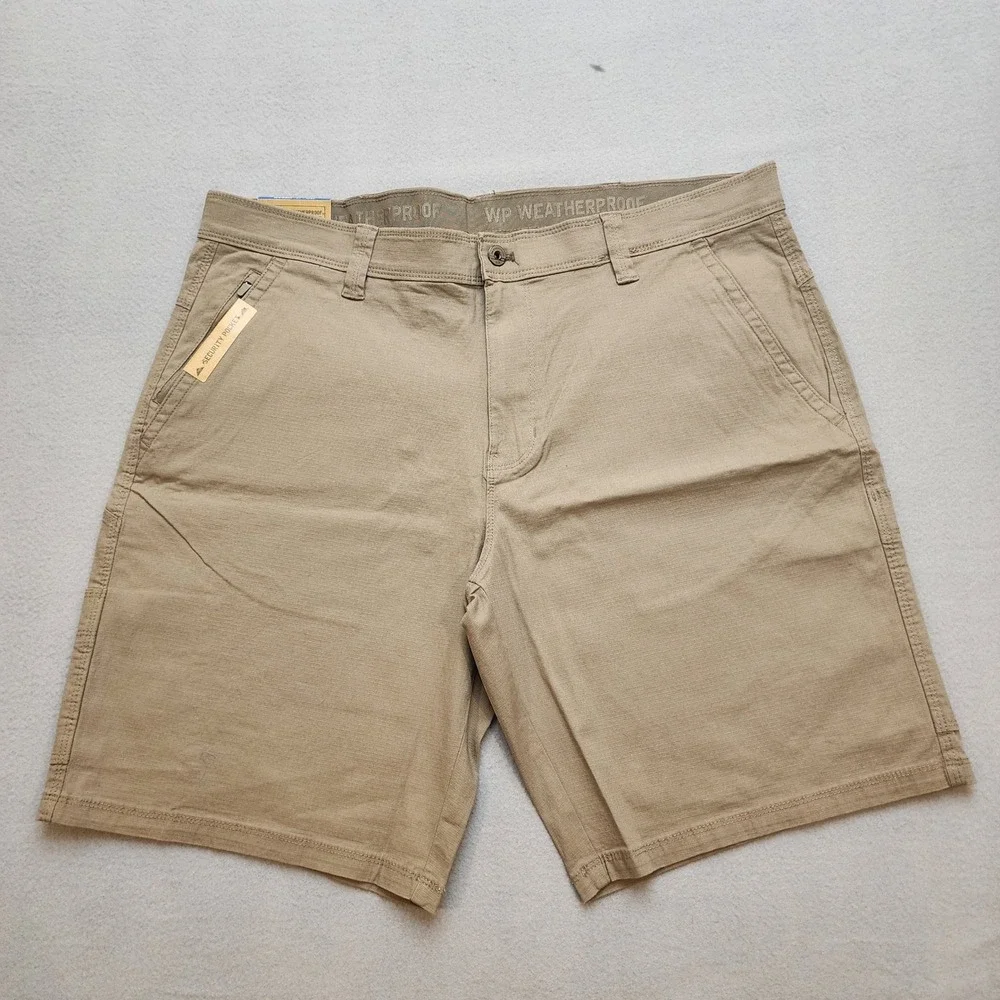 Weatherproof Men's Utility Shorts 38 NWT Khaki Stretch Ripstop 10